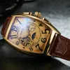 Orologi da polso Orologio automatico da uomo Scheletro Tourbillon Meccanico Cinturino in pelle casual Fasi lunari Orologio con numeri grandi Relogio Mascuiristwa