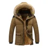 Jaquetas de inverno de parkas masculinas para homens fora de casaco parka colarinho de peles com capuz de capuz de capuz de casaco externo com zíper de lã de grossa