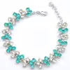 luckyshine fashion seller 925 silver green topaz square handmade silver crystal bracelet b0915