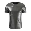 Shiny Gold Coated Metallic Nightclub Wear T Shirt Men 2022 Brand Disco Party Stage Prom Tshirts Men Streetwear Tee Shirt Homme L220704