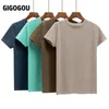 GIGOGOU Basic Cotton Summer T Shirt Women Knitted Short Sleeves Tee High Elasticity Breathable O Neck Female Top Tshirt 220321