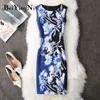 Beiyingni Summer Bodycon Dress Floral stampato senza maniche Slim Elastic Fashion 40 colori Sundress Women Vintage OL Vestidos 220514