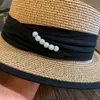 2022 Lady Boater Caps Ribbon Round Flat Top Fedora Panama Summer S för kvinnor Straw Gorras Sun Hattar