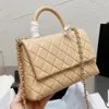 Klasik COCO Tote Çanta Tasarımcı Mini Çanta Üst Havyar Buzağı Derisi Kapitone Ekose Zincir Kolu Tek Kapaklı Selzburg Lüks Crossbody Açık Sacoche Cüzdan