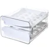 Bouteilles de stockage Bocaux Porte-œufs à double couche pour réfrigérateur Organisateur transparent en plastique pouvant contenir 40 œufs BoxStorage