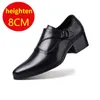 Klasyczne luksusowe buty z branży męskiej skórzanej skórzane buty Cow Hide 6/8 cm Wzrost Black Shoe Wedding Party Office Office