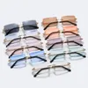 Vintage Brown Square Sunglasses Women Luxury Small Rectangle Sun Glasses Female Gradient Mirror Rimless Oculos De Sol