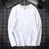 Осенняя мужская футболка 100% хлопок с длинным рукавом Тонкий т- мужской чистый цвет Высококачественные повседневные тройники белый плюс размер 5XL 220325