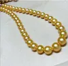 Pendant Necklaces 18"9-10mm Natural Genuine Round South Sea Gold Pearl 14kPendant