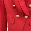 プレミアムの新しいスタイル最高品質のブレザーオリジナルデザイン女性のダブルブレストスリムジャケットメタルバックルブレザーレトロショールカラーアウトウェアレッドサイズチャート