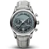 Bucherer Marley Dragon Flayback Chronograph Grey Blue Dial Top Top Ceather Strap Quartz Watch Men's лучший подарок