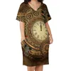 Artı boyutu elbiseler steampunk tasarım elbisesi v boyun harika saat vintage yaz kawaii sıradan kadın grafik vestidoplus