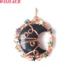 New Trendy Rose Gold Pendant Natural Stone Nine Star Moon Fashion Couple Wed Jewelry BO970
