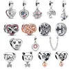 Äkta 925 Sterling Silver Pärlor Hjärta Hus Happy Place Charm Familj Infinity Charms Pusselbit Hjärtan Klyvbara pärlor Passar Pandora Armband Gör-det-själv smycken