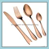 Set di stoviglie Cucina Sala da pranzo Bar Giardino domestico Novità Posate in acciaio inossidabile Oro Cucchiaio Forchetta Coltello Cucchiaini da tè Set Utensili da cucina 4 Stile R