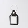 Thermal Transter DIY sublimation blank leather keychains square round oval keychain photo frame keyring Silver Plated Alloy Car Key Ring Souvenir Lovers Jewelry