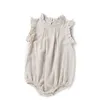 Ins garçons filles Baby Rompers NOUVELLES SUIGHTS SEMBLES sans manches en lin biologique Coton Coule Couche Bodys Bodys Greny Nourswbord Girl Vêtements 3891353