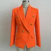 High Street Classic Barokke Designer Blazer Womens Metal Lion Buttons Dubbele borsten Blazer Orange 220705