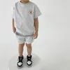 Summer Toddler Baby Boys Girrls Clothes Sets Cartoon Flower Printed Short Sleeve Tops Kid Cotton Casual Shorts 2pcs Set 220615