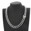 Heavy 15mm 24 Inch Silver Large Stainless Steel Cuban Curb Link Chain Necklace For Mens Hip-Hop Jewelry