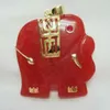 Urocze czerwone Jade Elephant Naszyjnik 18 '' 'AAA Grade