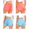 Lu-0160 Womens Yoga Outfits High Waist Shorts Exercise Short Pants Fitness Wear Girls Running Elastic Adult Sportswear Lined Drawstring