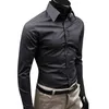 Män Autumn Long Sleeve Casual Elegant Work Shirt Business Men Solid Color Long Sleeve Buttons Down Slim Cotton Plus Size Shirt L220704