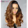 100% Human Hair Pre Plucked 360 Lace Frontal Copper Brown Loose Wave Wigs for Black Women 200Density Ombre Dark Roots 13x6 Wigs