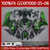 OEM Moto Ciało dla Suzuki GSXR 1000 CC K5 GSX-R1000 2005 2006 Nadwozie 122NO.50 GSXR-1000 GSXR1000 1000CC 05 06 GSX R1000 05-06 Wtryskiwanie Morski Zestaw Green Flames