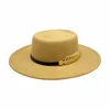 Berets Simple Porkpie Hat Men Women Wool Fedora Wide Brim Leaf Belt Summer Autumn Panama Trilby Cap FashionBerets Wend22
