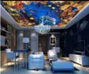 High quality custom 3D silk wallpaper Underwater World Aquarium Dolphin living room bedrom Ceiling Mural papel de parede