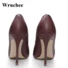 고전적인 럭셔리 디자이너 WRUCHEE 펌프 여성 신발 매트 커피 큰 크기 얇은 발 뒤꿈치 8cm 10cm 12cm
