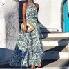 Moda kadın giyim elbise Amazon kaplıca ve yaz asılı boyun baskı gevşek