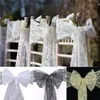 10st White Chair Sashes Modern Lace Bow Tie Band för Wedding Table Runner Decoration Party Banket Supplies 18x275cm 220514