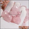 Pierre perles en vrac bijoux ornements en cristal rose naturel sculpté 30X12Mm coeur Chakra Reiki guérison Quartz minéral dégringolé Gemsto Dhmok