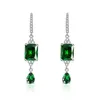 Dangle & Chandelier Imitation Emerald Crystal Long Earrings Vintage Ruby Water Drop Wedding Dinner Dress Stud EarringsDangle