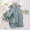 Baby Children Rompers Kids girls Sleeveless jumpsuit Double layer gauze climbing