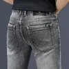 Męskie dżinsy moda jesień bawełna szczupła elastyczna GC marki spodnie biznesowe spodnie jeansowe w stylu klasycznym męski kolor szary