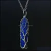 Hanger kettingen hangers sieraden genezing kristal natuursteen hexagon pilaar charmes touw van levensdraad w dh1od