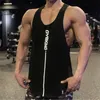 Men tank Top Top Gym Workout Fitness Bodybuilding camisa sem mangas roupas de algodão esportes de singlete de colar