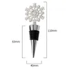 50pcs Winter Wedding Favors Silver Snowflake Wine Stopper مع حزمة بسيطة ديكورات عيد الميلاد الأدوات البار C072205