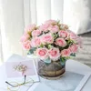 Decoratieve bloemen kransen kunstmatige bloemendecoratie zijden 6 hoofden roze pioenjongen huwelijk boeket hoge kwaliteit nep kerstfamilie widin