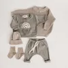 Moda çocuk kıyafetleri Set Toddler erkek bebek kız desen rahat üstler + çocuk gevşek pantolon 2 adet erkek bebek tasarımcı giyim kıyafeti 220509