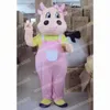 Halloween Lovely Pink Cow Mascot Costume Top Quality Christmas Fancy Party Dress Carcher Suit Carnival Unisex Adults Outfit