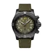 46mm Male Wristwatch Men Quartz Chronograph Watch Black Green Canvas Rubber Strap Sapphire Crystal Waterproof