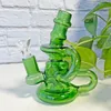 Kleurrijke paars roze blauwe mini recycler glazen waterleidingen bubbler waterpijpbongs 14 mm met banger of bowl