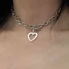 Thick Chain Pendant Choker Necklace Vintage Punk Neck Collar Fashion Charm Stainless Steel Heart For Women Elle22