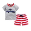 Mudkingdom Summer Toddler Boy Outfits Teken String Short Set Cute Boys Cleren Stripe Kids Clothing Beach Holiday 220507