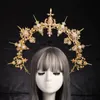 Lolita Halo Headpiece Costume Accessories Gold Alloy Metal Vintage KC Crown Headband Angel Virgin Mary Baroque Tiara Headwear