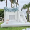 Castillo hinchable blanco de 15x15 pies, Combo de gorila de boda, casa de rebote inflable al por mayor con tobogán y piscina de bolas para fiesta temática